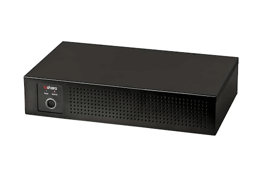 um nobreak para rack da TS Shara, ele é achatado e usado na horizontal